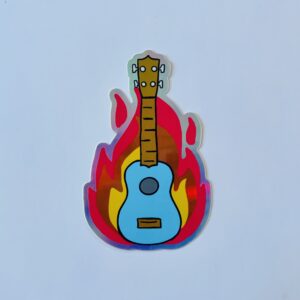 Flaming Uke Sticker